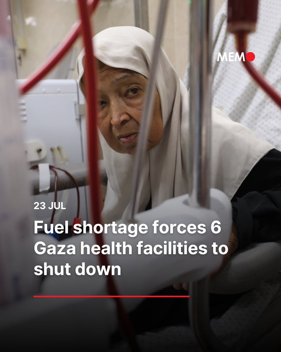 MiddleEastMnt's tweet image. Services have ceased at six health facilities in the Gaza Strip due to a fuel shortage exacerbated by Israel’s continued closure of border crossings since March, the Health Ministry said on Tuesday.
A ministry statement listed the affected sites as Al-Khidmah Hospital, the…