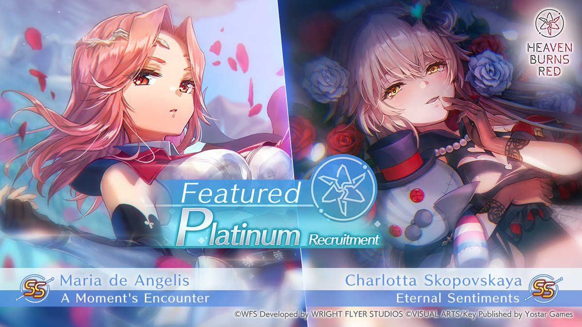 hbr_official_en's tweet image. New Memorias! Featured Platinum Recruitment Preview

📅 Recruitment Duration:
7/25 0:00 ~ 8/7 23:59 (UTC-7)

New Memorias SS [A Moment&apos;s Encounter]Maria de Angelis and SS [Eternal Sentiments]Charlotta Skopovskaya will appear at a higher rate in this recruitment!

👉 For more…