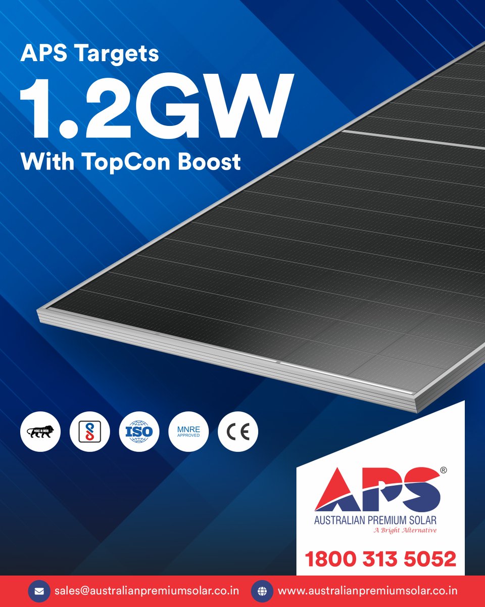 APS_Ahmedabad's tweet image. APS to Add 500MW TopCon Line, Targeting 1.2GW Production Capacity

Read More: australianpremiumsolar.co.in/aps-to-add-500…

 #AustralianPremiumSolar #APS #TopConTechnology #MakeInIndia #SolarManufacturing #SolarEnergyIndia #GreenEnergy