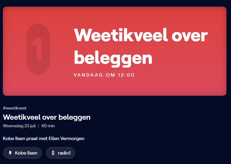 Voor de (beurs)liefhebbers, zo meteen te gast bij Kobe Ilsen op <a href="/radio1be/">Radio 1</a> 📻