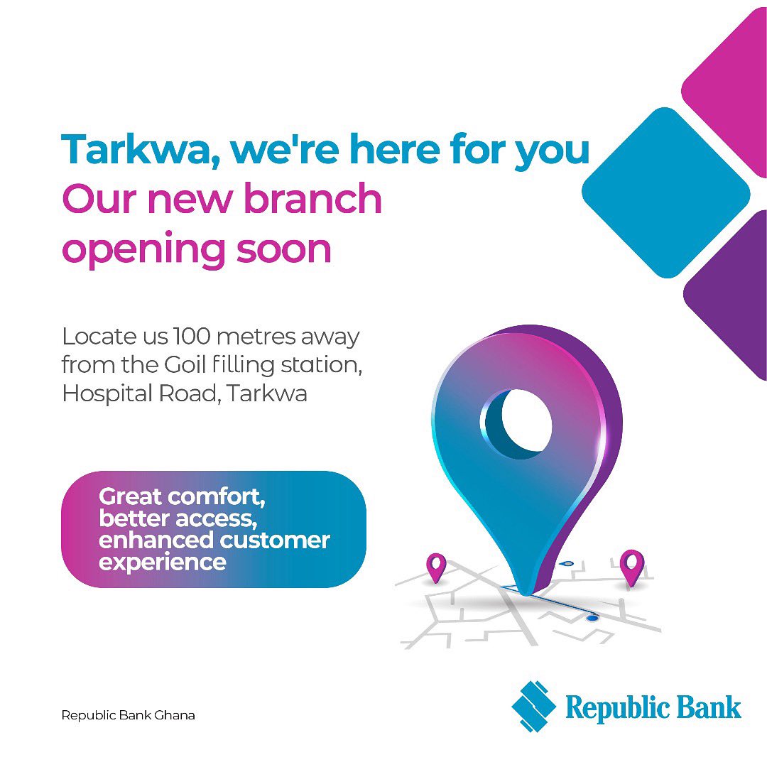 We are here to give you world-class banking experience right in the heart of Tarkwa.
Republic Bank. We’re the One for you!