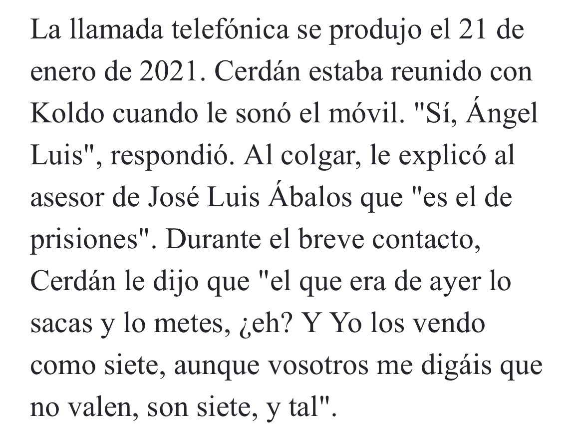 cucagamarra's tweet image. Así todo se entiende mejor.
El mismo que llamaba a Súper Santos y le ayudaba con el acercamiento de etarras para cumplir con Bildu, es el que sabotea a la UCO y se opone a informar sobre las visitas en Soto del Real de la mano derecha de Sánchez.
Todo cuadra.