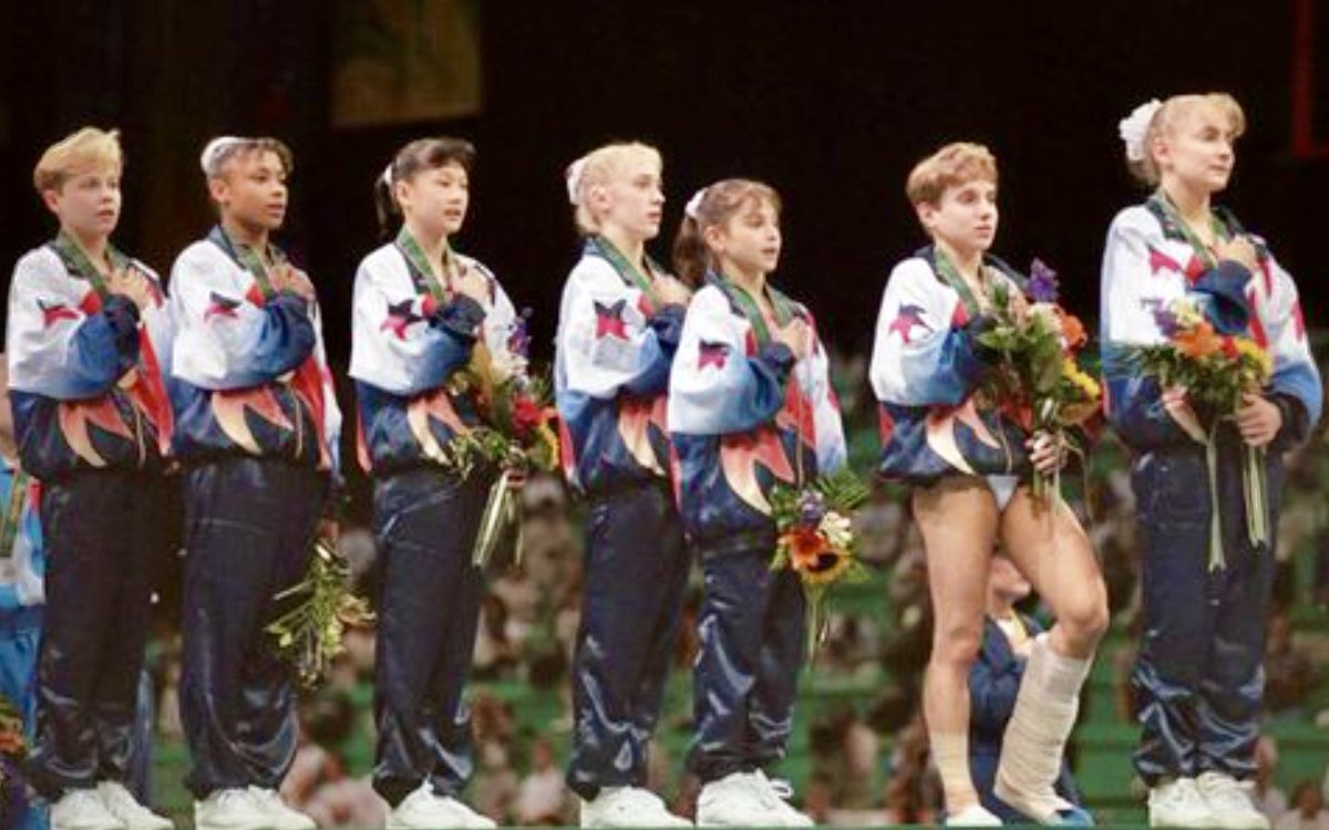 Dmoceanu's tweet image. #OnThisDay in 1996, the Magnificent Seven 🇺🇸 made history, clinching the first-ever GOLD for @TeamUSA in women’s #gymnastics! 🥇✨ A defining moment for @USAGym. Share your favorite #Mag7 memories! #TeamUSA #GymnasticsHistory