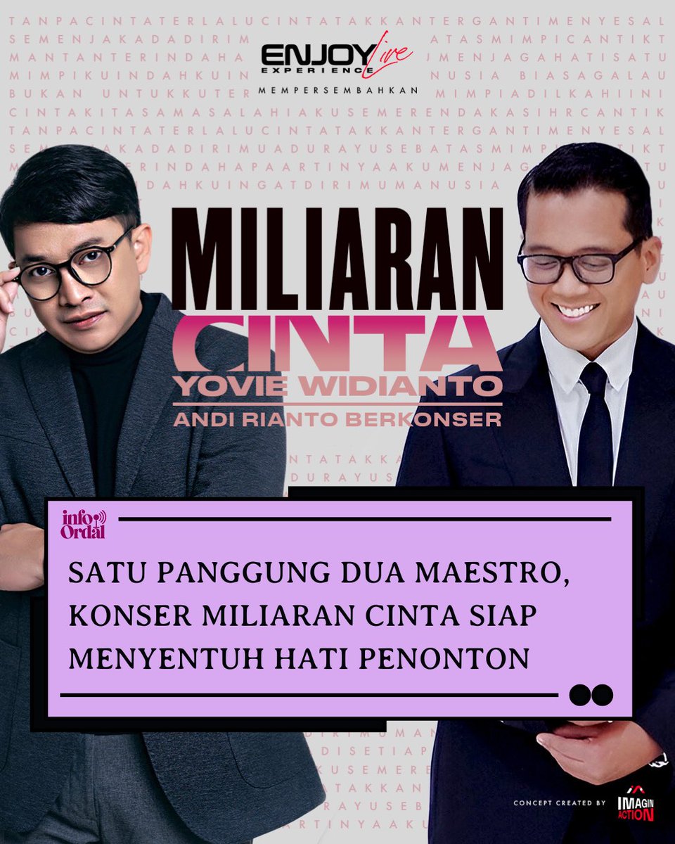 infoordal_id's tweet image. Sebutkan satu lagu Yovie Widianto andalan kamu🤏🏻