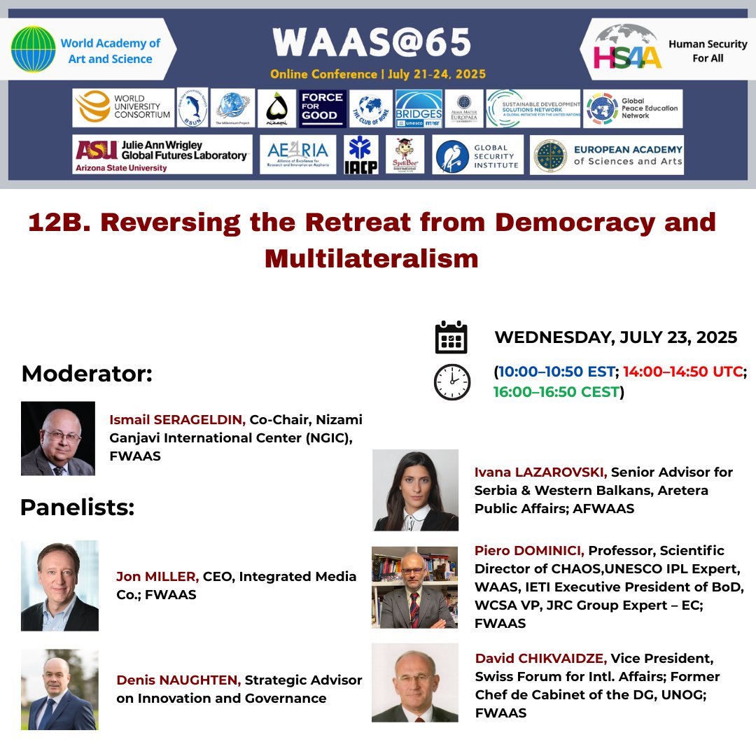_WAAS_'s tweet image. 🌍 Just 2 hours to go for today's impactful sessions at the WAAS@65 Conference!
🔗 Join the sessions:
✅ For Plenary Open, Plenary Close, & All Parallel Sessions A:
us02web.zoom.us/j/81669791341
✅ For All Parallel Sessions B:
us06web.zoom.us/j/83711354801