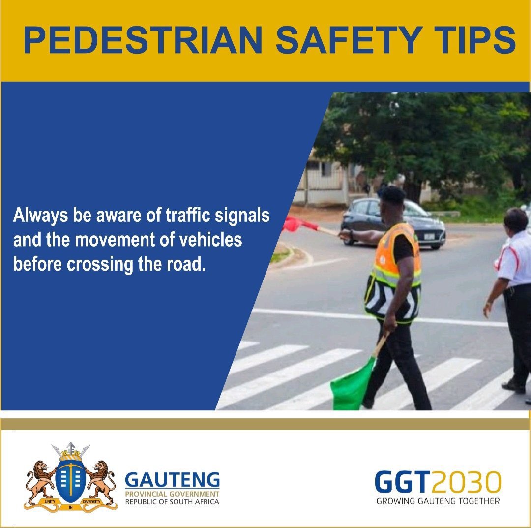 GP_CommSafety's tweet image. ROAD SAFETY TIPS| Pedestrians are among the most vulnerable road users, with approximately 41% of all road fatalities involving pedestrians. It is important to take precautions to stay safe while walking.
Keep these tips in mind to help ensure your safety as a pedestrian.…
