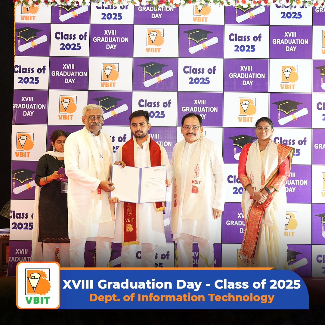 VBITHYD's tweet image. 💻Celebrated XVIII #GraduationDay – Department of IT

Cheers to the brilliant minds of the Information Technology Class of 2025!

#VBITGraduationDay #ITGraduates #ClassOf2025 #TechTalent #FutureReady #ProudMoment #VBITIT #LifeAtVBIT #GraduationVibes