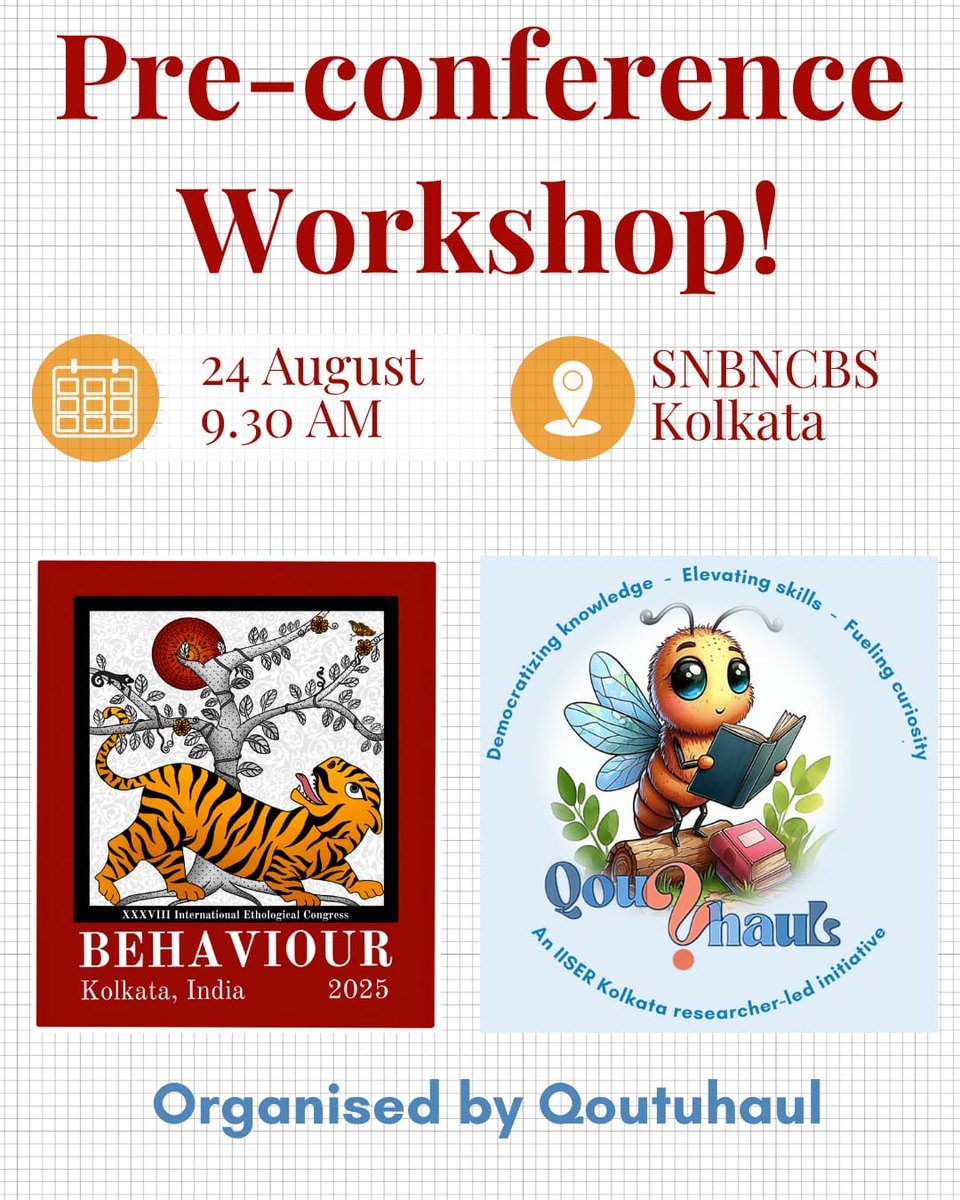 Behaviour 2025 (@behaviour2025) on Twitter photo Pre-Conference Workshop 4
An Ethologist’s Guide to Data Analysis Using R Studio
This workshop is perfect for students and researchers in behavior and ecology who want to build confidence in data analysis using R
Register here: forms.gle/UGCLrwz7W9Njv9…
#Behaviour2025
#workshops Pre-Conference Workshop 4
An Ethologist’s Guide to Data Analysis Using R Studio
This workshop is perfect for students and researchers in behavior and ecology who want to build confidence in data analysis using R
Register here: forms.gle/UGCLrwz7W9Njv9…
#Behaviour2025
#workshops