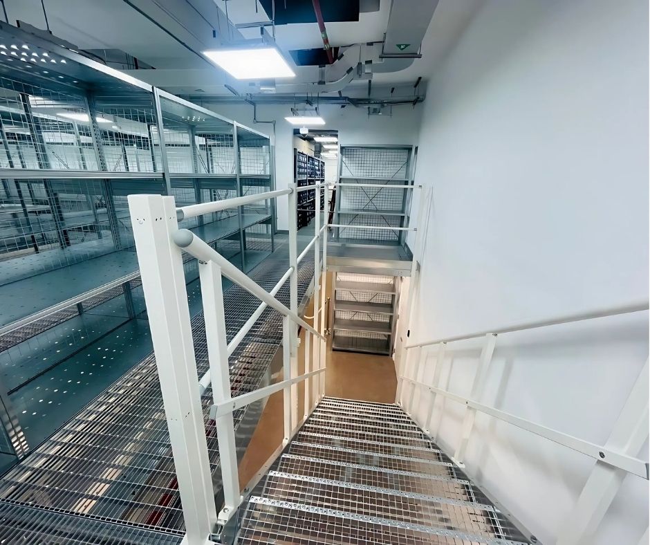 Multi-tier BITO Boltless Shelving installed for a fashion retail client in Dubai Mall 🇦🇪. From UAE stock, with German-engineered staircase. Smart, space-efficient backstore storage. #RetailStorage #BoltlessShelving #BITOMiddleEast #DubaiMall #MadeInGermany