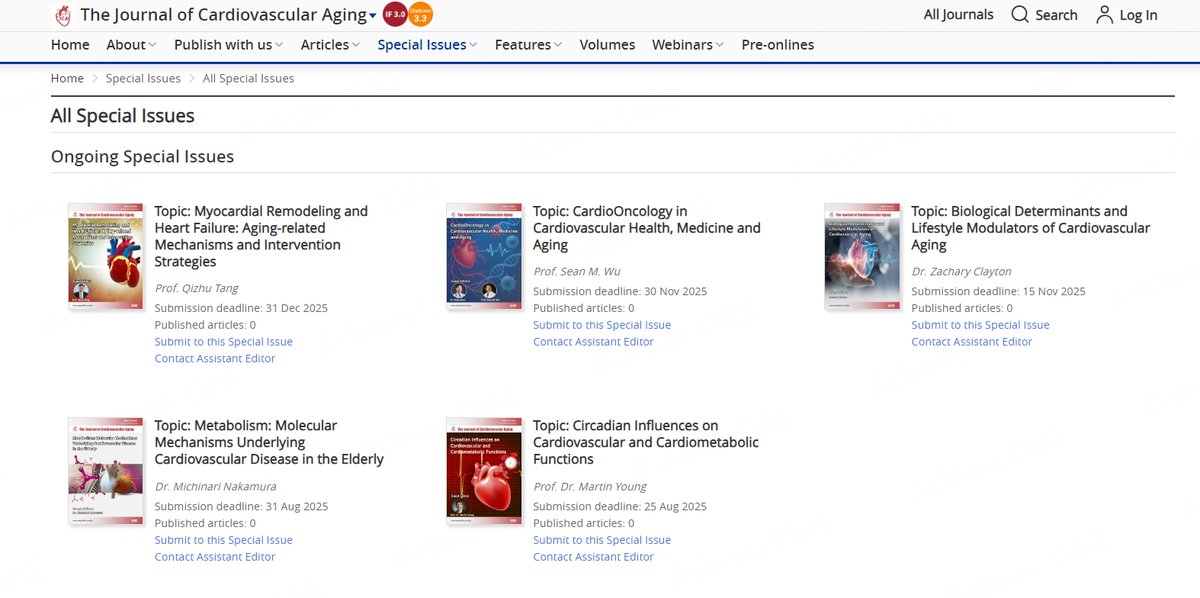 JCA_Journal's tweet image. 🚨 Call for Papers – Special Issue in JCA
📷(IF: 3.0, Q2)
Submit your research or review to The Journal of Cardiovascular Aging!
More Details: oaepublish.com/jca/special_is……
Contact Email: Alex@cardiovascularaging.com
#CardioTwitter #CellDeath #Aging #JCA