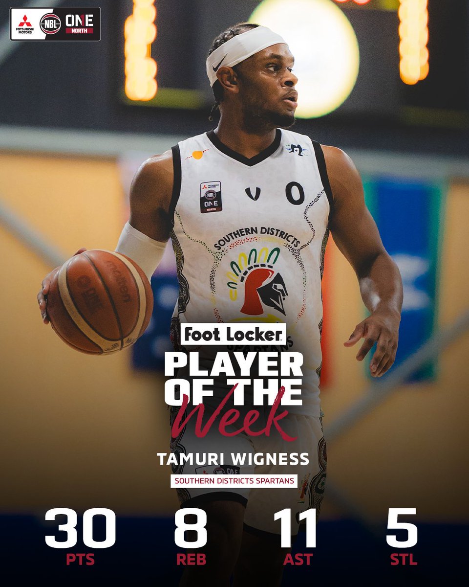 NBL1's tweet image. Tamuri Wigness is the NBL1 North Player of the Week! π
Putting in another terrific performance which included a double-double as well as 5 steals, the Southern Districts Spartans star will take home a $200 Foot Locker voucher ποΈ