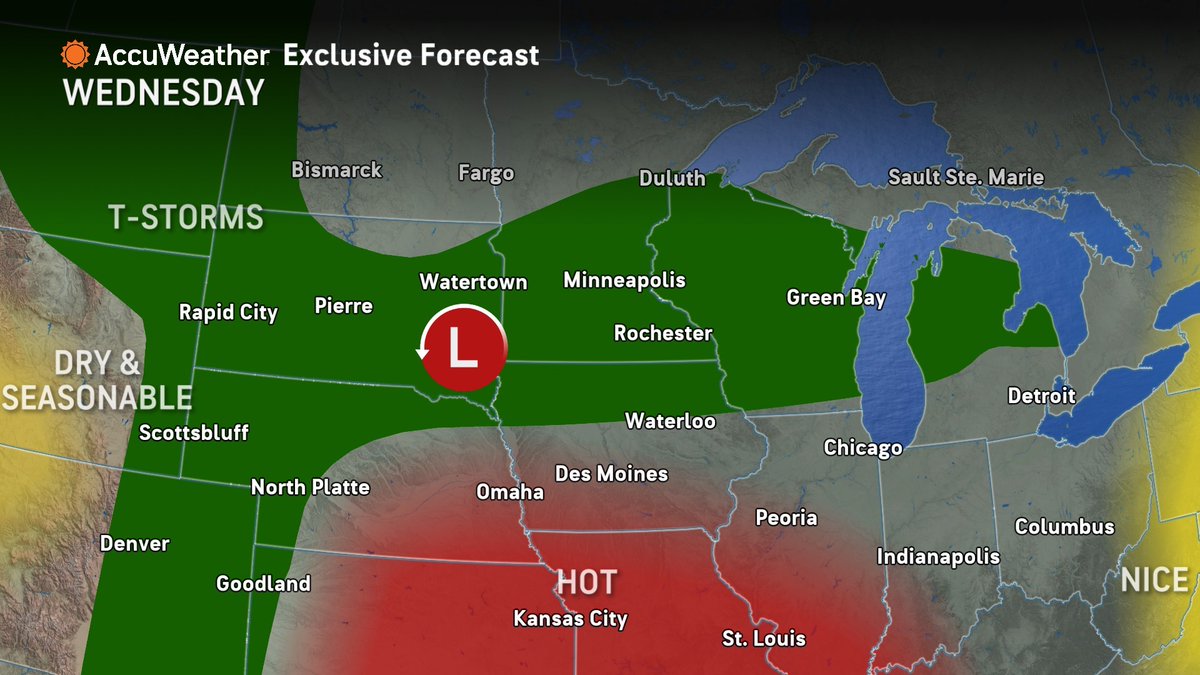 kmoxnews's tweet image. Weather @accuweather WEDNESDAY
*EXTREME HEAT WARNING THROUGH THURSDAY EVENING; REALFEELS WILL BE IN THE 100s TO 110s!*
•Today-Mostly sunny and hot at 98.
•Tonight-Mainly clear. Low 79, will be very humid.
•Tomorrow-Partly sunny even hotter and a touch more humid. High 100.…