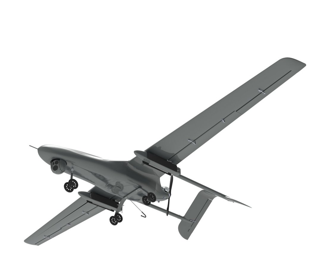 Trotes936897's tweet image. Rendering of Stella's Albatroz drone designed to operate on the Brazilian Navy's Atlantic aircraft carrier equipped with two of the company's loitering munitions.