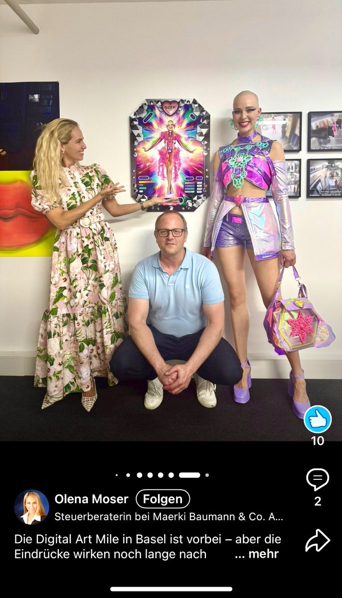 soffpoffthought's tweet image. The best part about exhibiting in the @objktcom booth at the Digital Art Mile Basel (@artmetaofficial) was def meeting so many amazing people and connecting with others in an inspiring environment ✨ Thank you @_second_guess for bringing us Cyborgs together and thank you @tezos🩷
