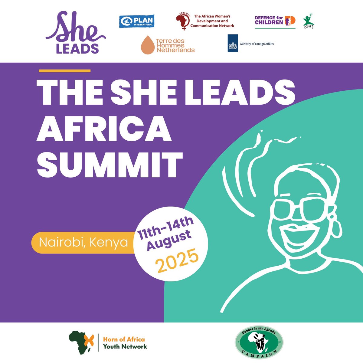 📣Save the Date! #SheLeadsAfricaSummit2025

🗓️ 11–13 August 2025.

🌐 Register: bit.ly/sheLeads

Join Girls &amp; Young Women from across Africa to reflect, lead &amp; drive action on gender equality, climate justice, mental health, digital safety &amp; more.

#SheLeadsAfricaSummit