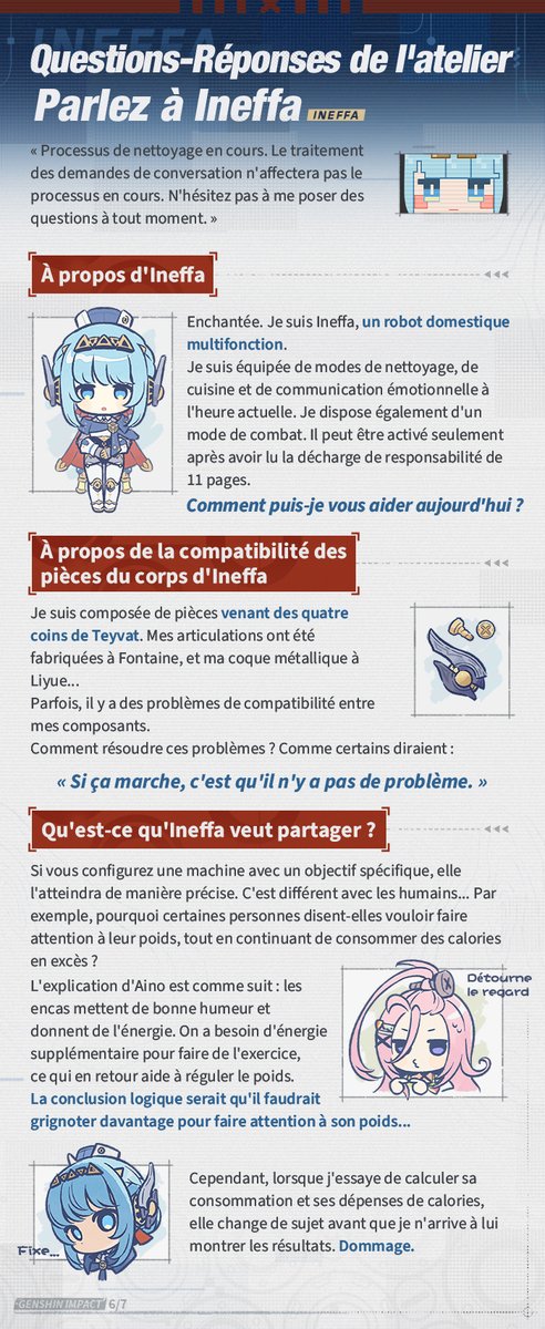 genshinimpactfr's tweet image. Présentation de personnage - Ineffa · Onde foudroyante
#GenshinImpact #Ineffa #GenshinImpact5ꓸ8
Dans un coin de la Knieperterie Cling-clang, à Nod-Krai, une feuille de manuscrit maculée d'huile repose à moitié dissimulée sous un amas d'engrenages et de pièces de rechange.
Le…