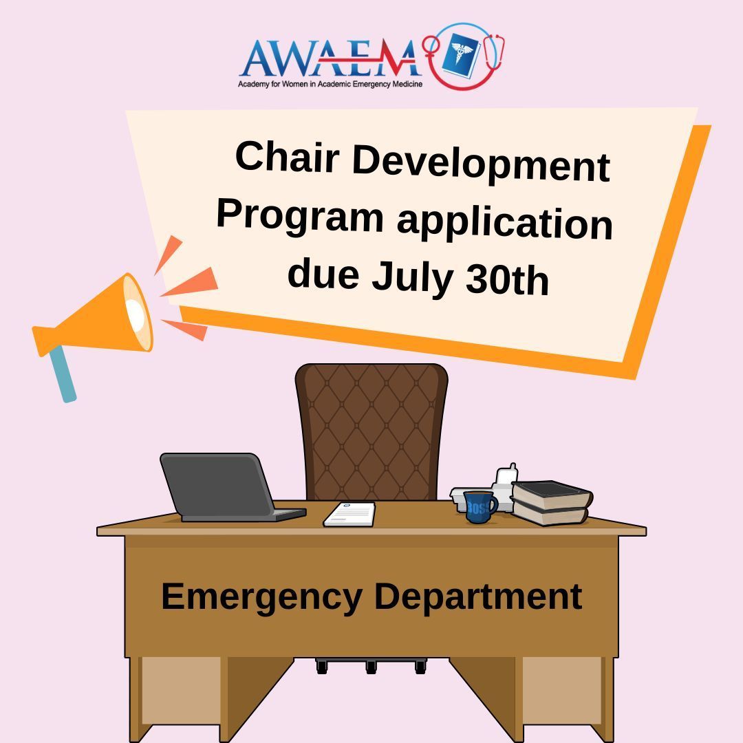 AWAEM (@awaem) on Twitter photo Applications for the 2026 Chair Development Program launch May 1, 2025 are due July 31st! Please complete the online application and email all supplemental documents to CDP@saem.org with "CDP Application" in the subject line for help!
#AWAEM #SAEM #WomeninEM #WomeninMedicine Applications for the 2026 Chair Development Program launch May 1, 2025 are due July 31st! Please complete the online application and email all supplemental documents to CDP@saem.org with "CDP Application" in the subject line for help!
#AWAEM #SAEM #WomeninEM #WomeninMedicine