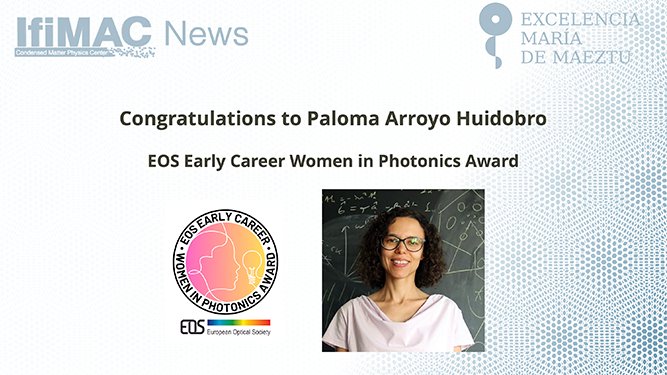 IFIMAC - Condensed Matter Physics Center (@ifimacuam) on Twitter photo 🎉Congratulations to Paloma Arroyo <a href="/Paloma_a_h/">Paloma Arroyo Huidobro</a> , the recipient of the 2024 EOS Early Career Women in Photonics Award <a href="/europeanoptics/">European Optical Society (EOS)</a>
ifimac.uam.es/ifimac-news/pa… 🎉Congratulations to Paloma Arroyo <a href="/Paloma_a_h/">Paloma Arroyo Huidobro</a> , the recipient of the 2024 EOS Early Career Women in Photonics Award <a href="/europeanoptics/">European Optical Society (EOS)</a>
ifimac.uam.es/ifimac-news/pa…