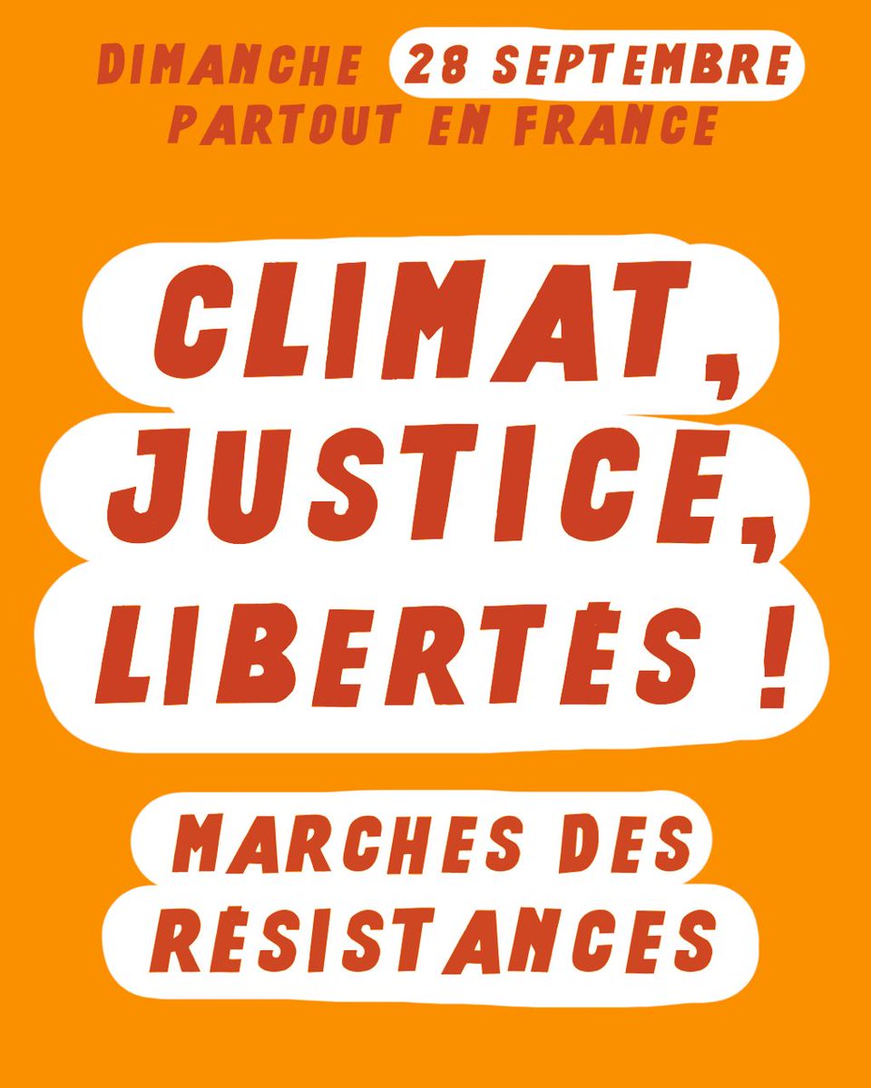 attac_fr's tweet image. Le 28 septembre, Attac rejoindra les #MarchesDesRésistances partout en France !
✊ 🎭 Climat Justice Libertés : face à l’offensive réactionnaire, on se lève pour une transition écologique, sociale et démocratique dans un carnaval joyeux, populaire et déterminé.