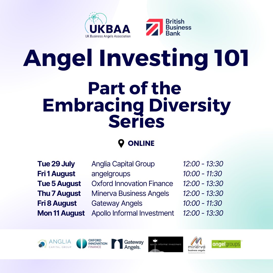 😇Ready to take your first step into the world of angel investing? 

We are teaming up with six leading regional angel groups to deliver a free introductory webinar designed for aspiring investors.

Register now: eu1.hubs.ly/H0lQ5r-0