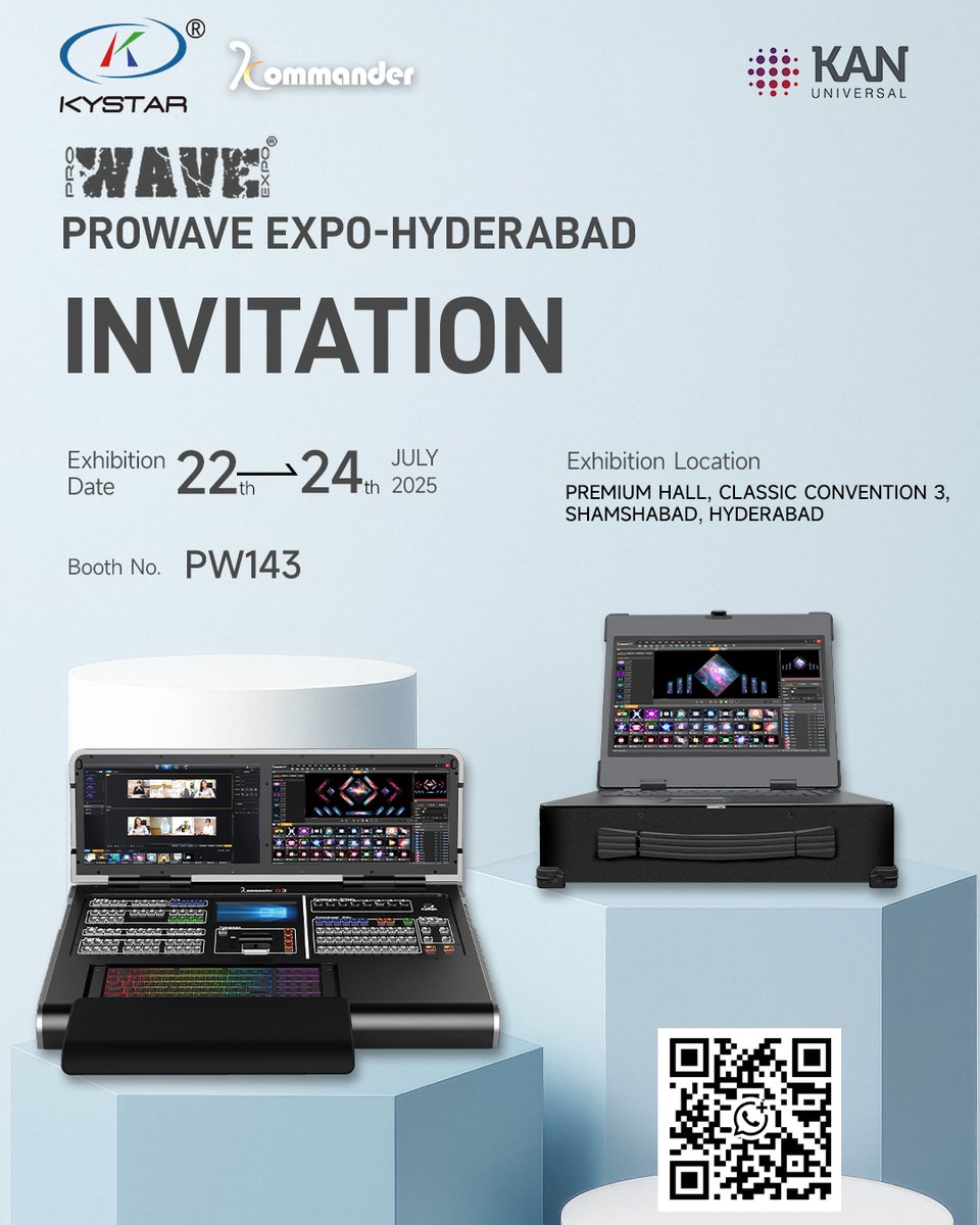 liben_kystar's tweet image. Kystar #PROWAVE EXPO - HYDERABAD, July 22-24, 2025!
📍Booth PW143, PREMIUM HALL, CLASSIC CONVENTION 3.
Join us for cutting-edge LED broadcast solutions.
Thanks KAN for the invite! Let’s discuss LED tech’s future.
#Kystar #LEDControlSystem #PROWAVEEXPO #Hyderabad