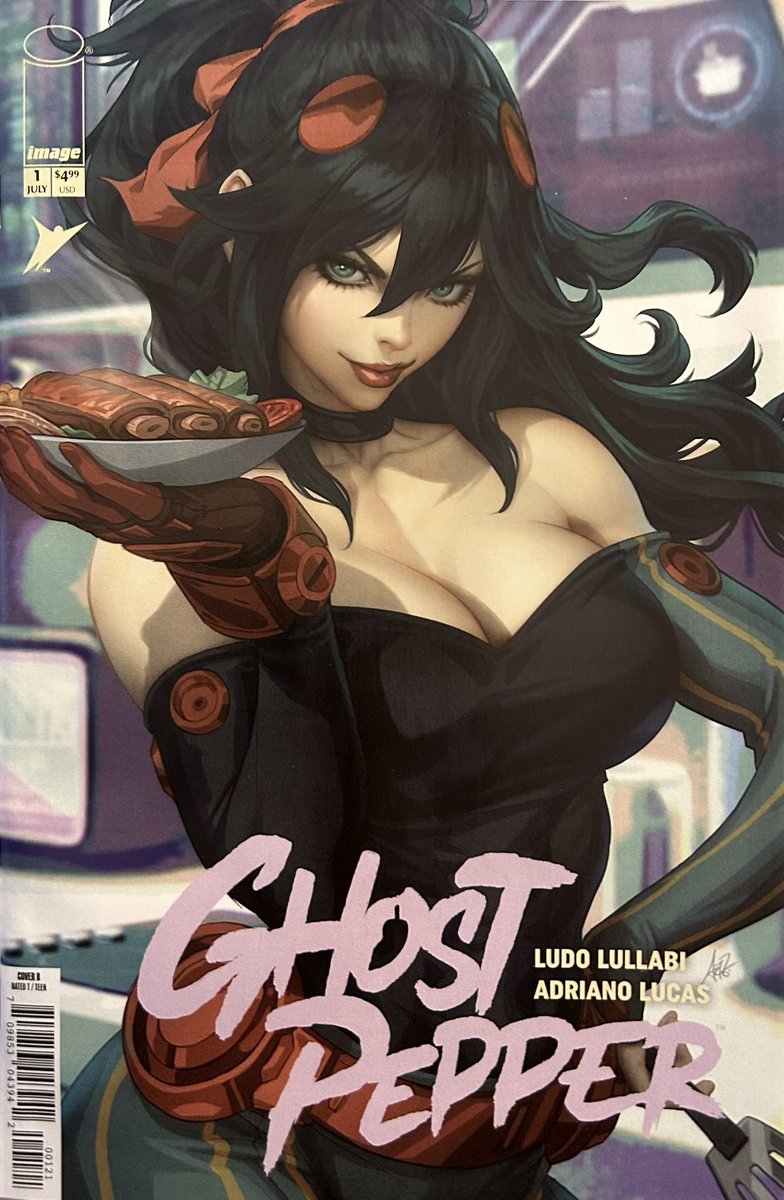 comicsmiz's tweet image. #GhostPepper #1 by @ludolullabi. Lullabi’s love of anime/manga is all over this comic and I am here for it. I grew up on Akira & Appleseed and I see those influences in the story and art. Loloi, she’s a food truck chef saves Ash from Bataar in a post apocalypse world. Recommend.