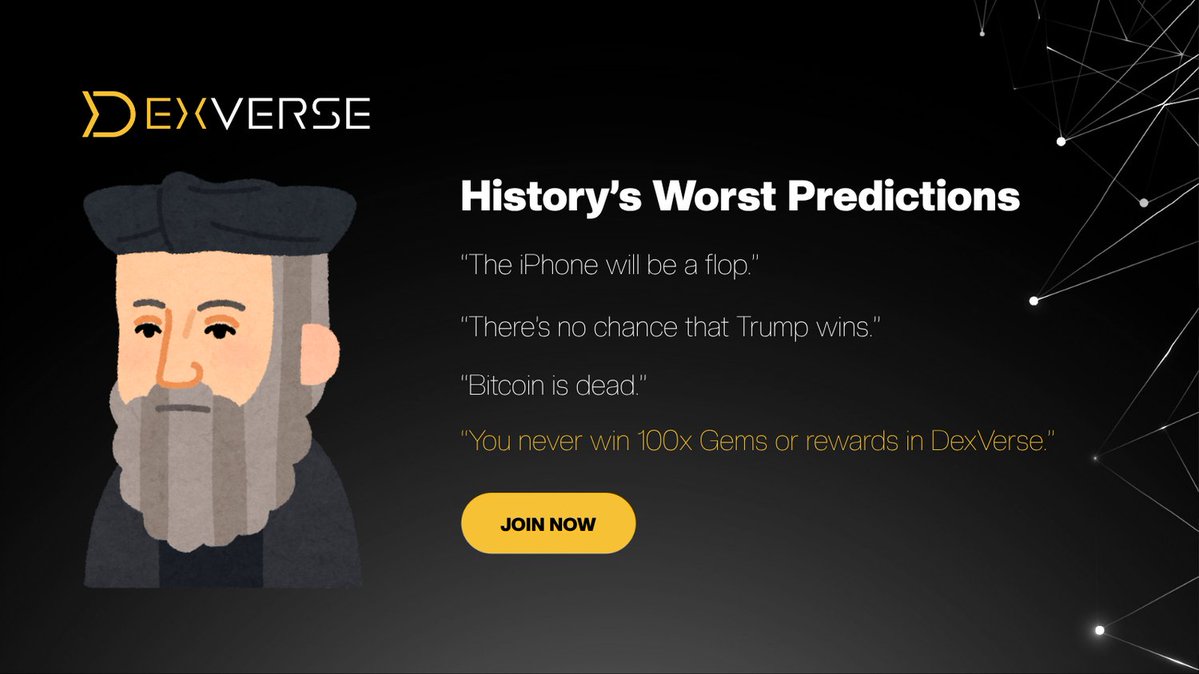 Every myth starts with someone missing the point. Join #Dexverse, not to miss.  
#Crypto #Cryptocurrency #Blockchain #100xGems