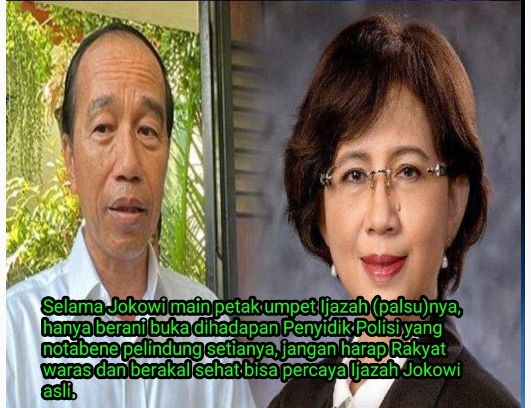 <a href="/WakandaNM__/">𝗪𝗔𝗞𝗔𝗡𝗗𝗔 𝗡𝗢 𝗠𝗢𝗥𝗘 🇲🇨🔥</a> Kadang heran sm Jokowi kenapa legalitas motor dia tunjukka  ke publin yang rakyat ingin tahi iti ijazahmu cuk !!! Bukan legalitas motormu.
#BerjihadLawanJokowi
#BerjihadLawanJokowi