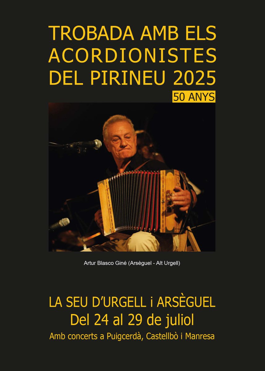 Demà dijous, 24 de juliol, comença la 50a edició de la Trobada amb els Acordionistes del Pirineu, a Arsèguel (Alt Urgell). <a href="/RevCaramella/">Revista Caramella</a> hem inclòs un dossier especial sobre l'esdeveniment al darrer número de la revista, que presentarem dissabte, 26, al Parc de l'Església.