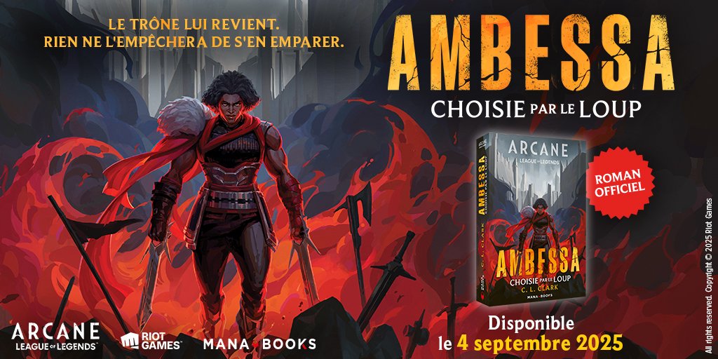 Mana_Books_'s tweet image. Une lecture intense et addictive qui mêle combats, nostalgie et sacrifices... Prêts à replonger dans l'univers d'#Arcane ?
Grâce au roman "Ambessa – Choisie par le loup"🐺, les fans de la série seront RA-VIS !
👉 En librairie le 4 septembre 2025.