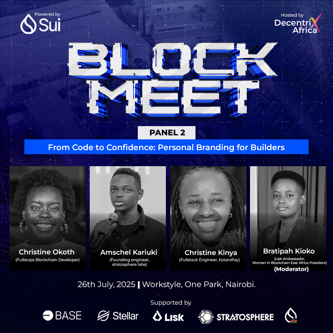DecentrixAfrica's tweet image. You Can Build — But Can People Find You?
Visibility is a skill. And in Web3, your story is often just as powerful as your code.
At BlockMeet Ke, we’re hosting a high-impact conversation on how builders can become more visible, credible, and connected online:
Panel: From Code to…