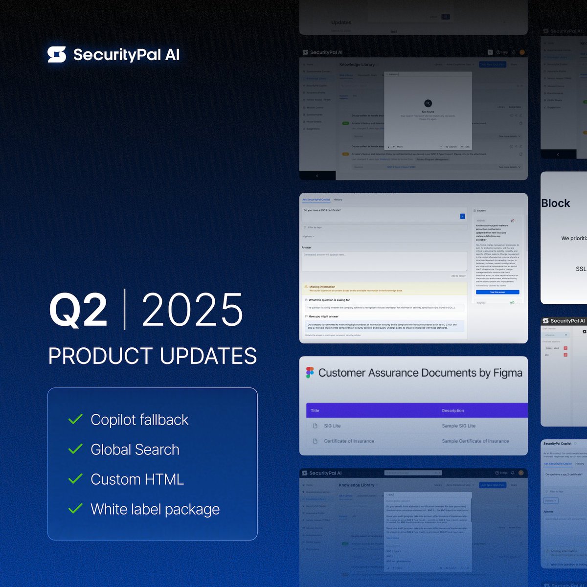 security_pal's tweet image. New Q2 product updates just dropped.
⚡️ Copilot fallback answers
🌐 Global Search
🏷️ White-label Trust Centers
📩 Salesforce auto-approvals
📹 Custom HTML embeds
Security reviews just got faster — and better. See what’s new → hubs.la/Q03ypZQb0