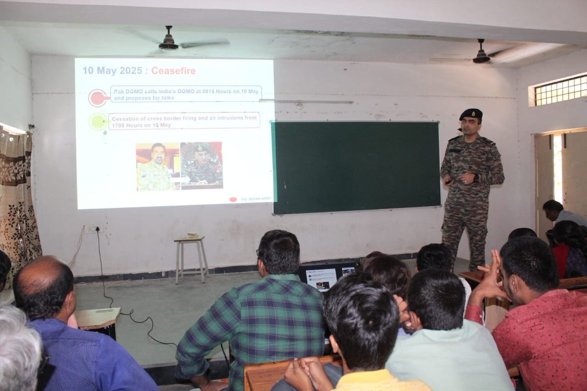 dprohyd's tweet image. #OperationSindoor | “When Valour Speaks, a Nation Listens”

In a spirited outreach, #AROSecunderabad connected with 430+ students &amp;amp; staff at Govt Jr College, #Rangareddy, Telangana.

Tales of courage, precision &amp;amp; unity in India’s fight against terror were shared, urging youth to…