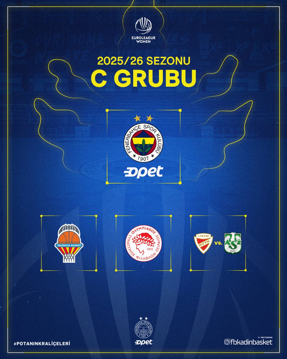 CoachRookie's tweet image. 💛💙 Potanın Kraliçeleri'nin, EuroLeague Women 2025-2026 sezonu ilk tur C Grubu'ndaki rakipleri:
🇪🇸 Valencia Basket
🇬🇷 Olympiacos SFP
🇭🇺 DVTK Huntherm & 🇵🇱 AZS UMCS Lublin