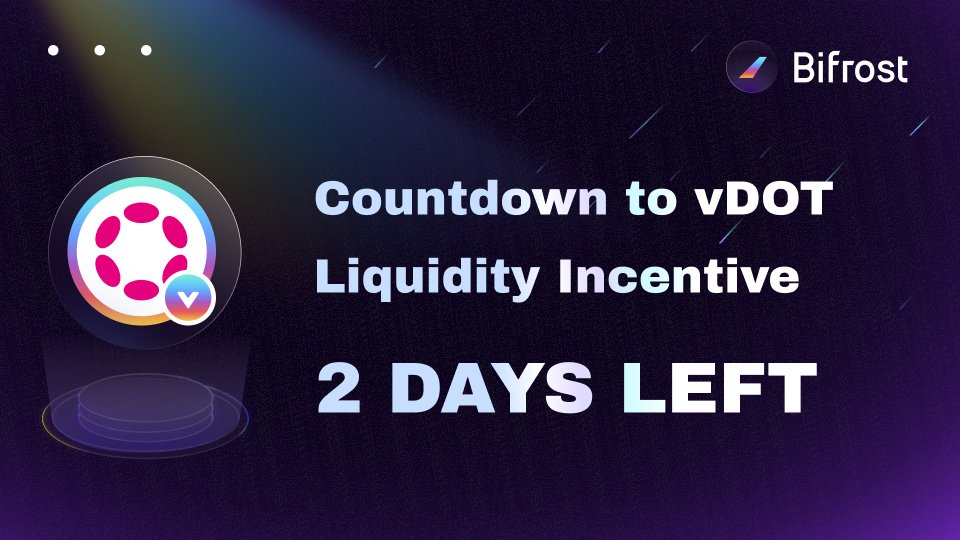 Bifrost's tweet image. ⏳ 48 hours to go!
The $vDOT multi-chain liquidity incentive is about to begin on @Uniswap — part of the DeFi Singularity campaign.