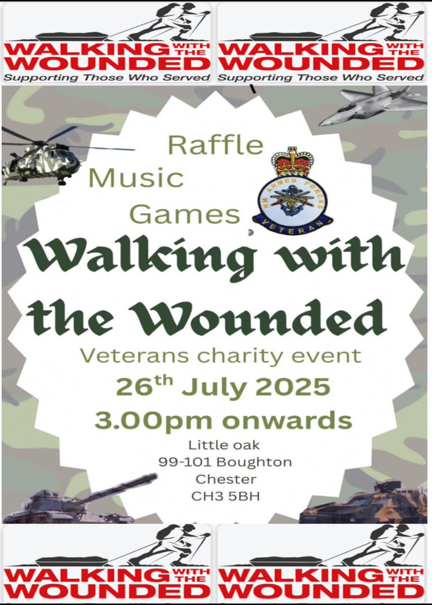 afinneganchest1's tweet image. Just 3 days until The Little Oak in Chester host an armed forces community day in support of the “Walking with the Wounded” military charity. Everyone is v welcome.