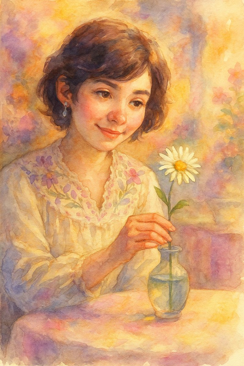 moonglowsoul's tweet image. So young, so naive
So joyful, ha!
Still, spirit wise
& fairy kissed
By spring pink & violet
Summer gold
Or was it autumn #tears?
Winter dream of a ghost
Who never haunts
But leaves a scene
Happily enchanted
Placing one daisy
In flower vase
Wishing for a smile
On her face
#vss365