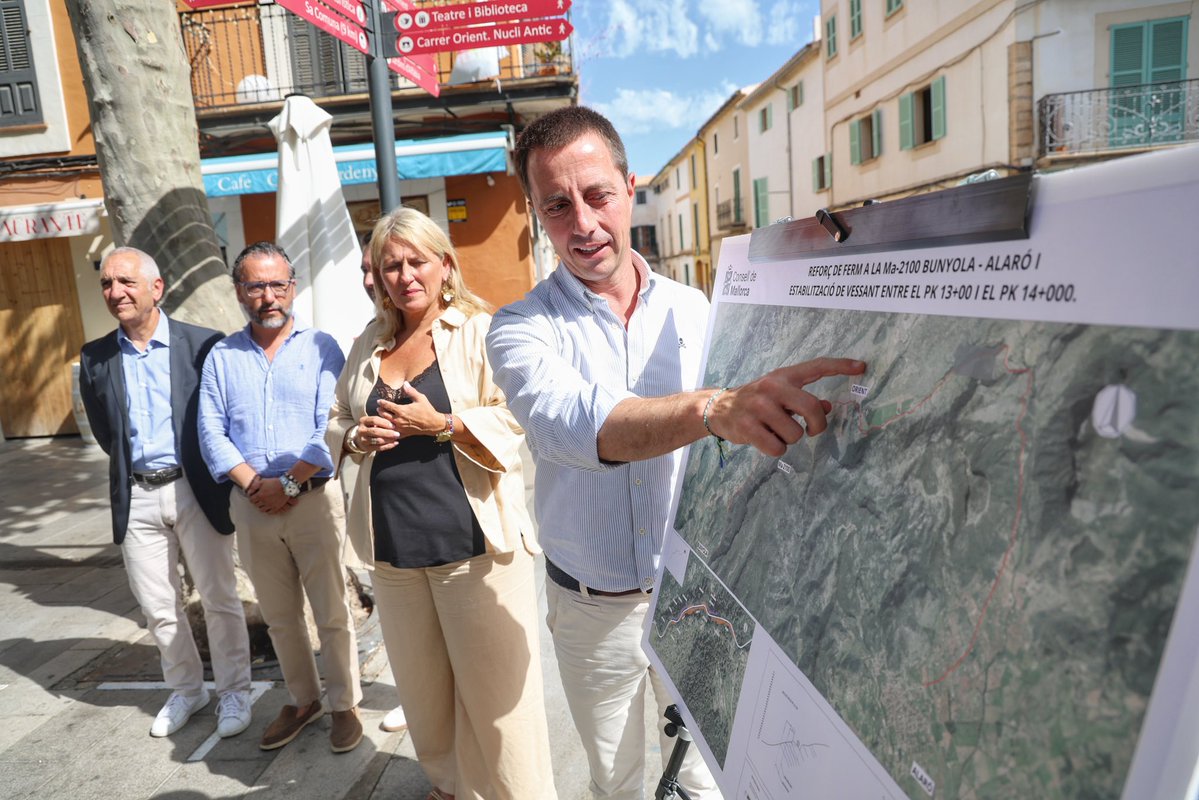 Ll_Galmes's tweet image. Una millora esperada durant dècades. Presentam el projecte de reforma de la carretera Bunyola – Orient – Alaró, una via en la qual des de fa més de 25 anys no s’hi ha fet cap actuació integral.
Les obres començaran a finals d’octubre amb una inversió de 6,1 milions d’euros.…
