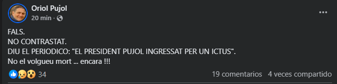 ramon_audet's tweet image. Així és el periodisme que tenim: tothom buscant el clickbait (igual que la gent per xarxes fent-ne difusió sense contrastar-ho).
El fill del president Pujol desmenteix el que estan difonent els mitjans.
Truques a una redacció i comences a escampar-ho. La resta ho van…
