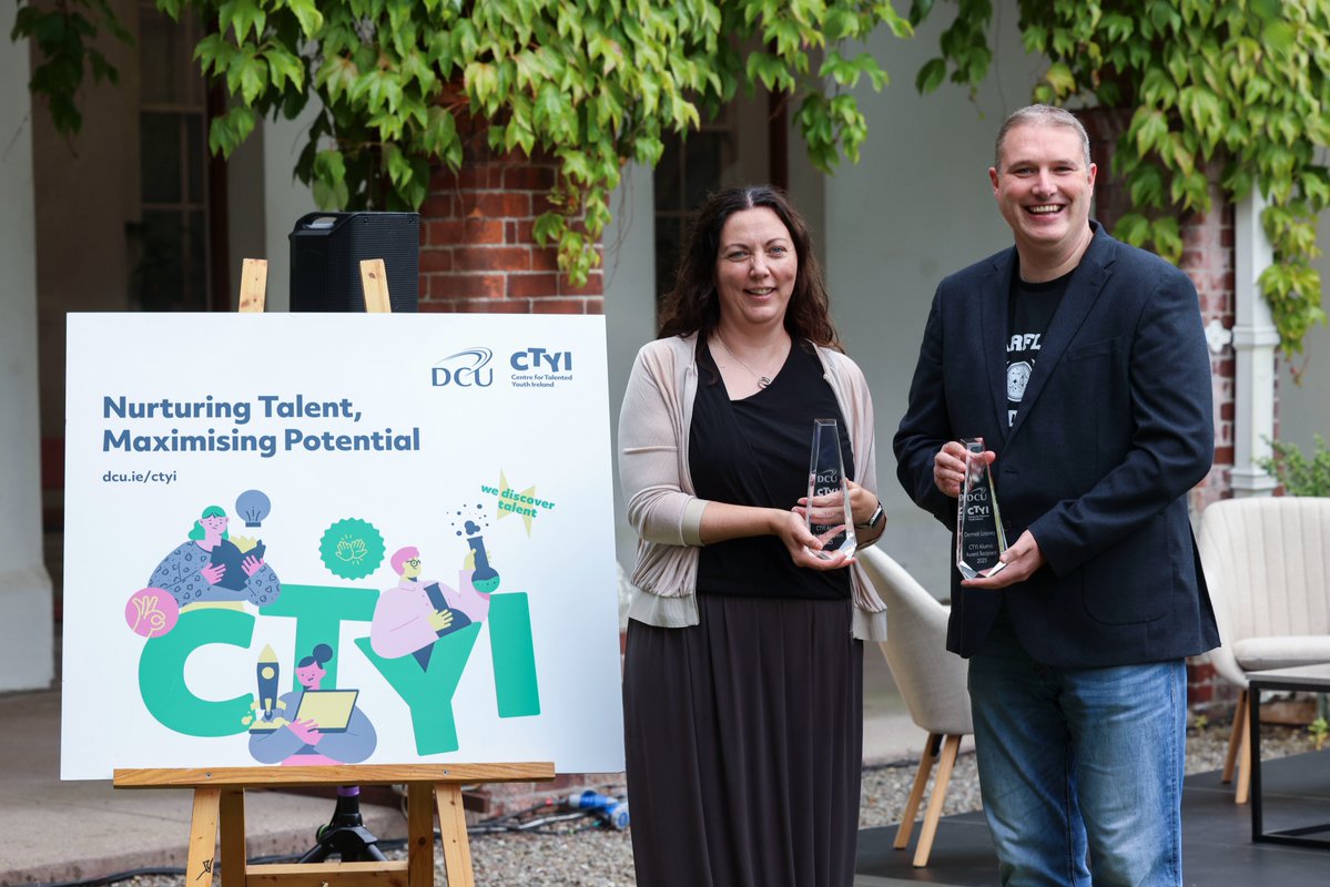 DCU's tweet image. The annual DCU Centre for Talented Youth Ireland (@CTYI) Speakers Series took place on our St Patrick's Campus yesterday evening.
Former students of the programme, Dermot Looney and Aoife Ludlow, spoke about their time in CTYI, their careers and connected with the current class.