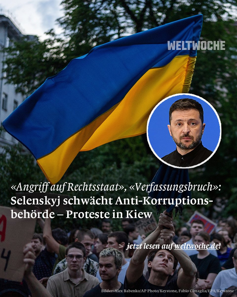 Weltwoche's tweet image. «Angriff auf Rechtsstaat», «Verfassungsbruch»: #Selenskyj schwächt Anti-Korruptionsbehörde – Protesten in Kiew 🔗 Hier ganzen Artikel lesen: weltwoche.de/daily/angriff-…