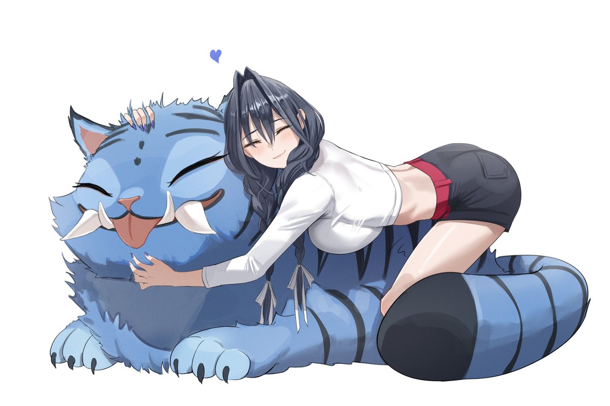 @Zenya_3d: RT by @ourokronii: Reminded that our blue cat loves the famous blue cat. Meow. #kronillust #クロニーラ