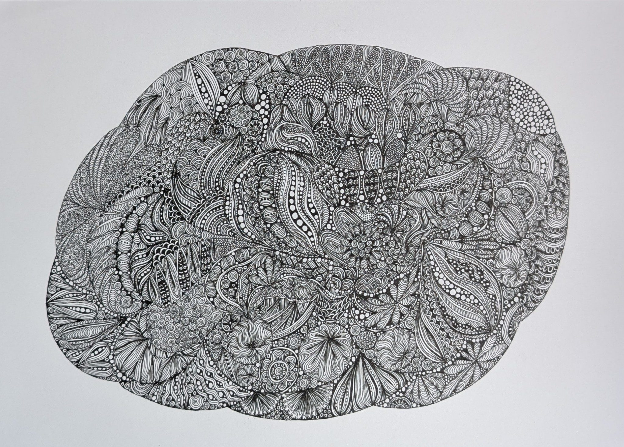 堂免修の10号のペンで書いた絵画です 覗き見5」 S0 H180×W180mm 