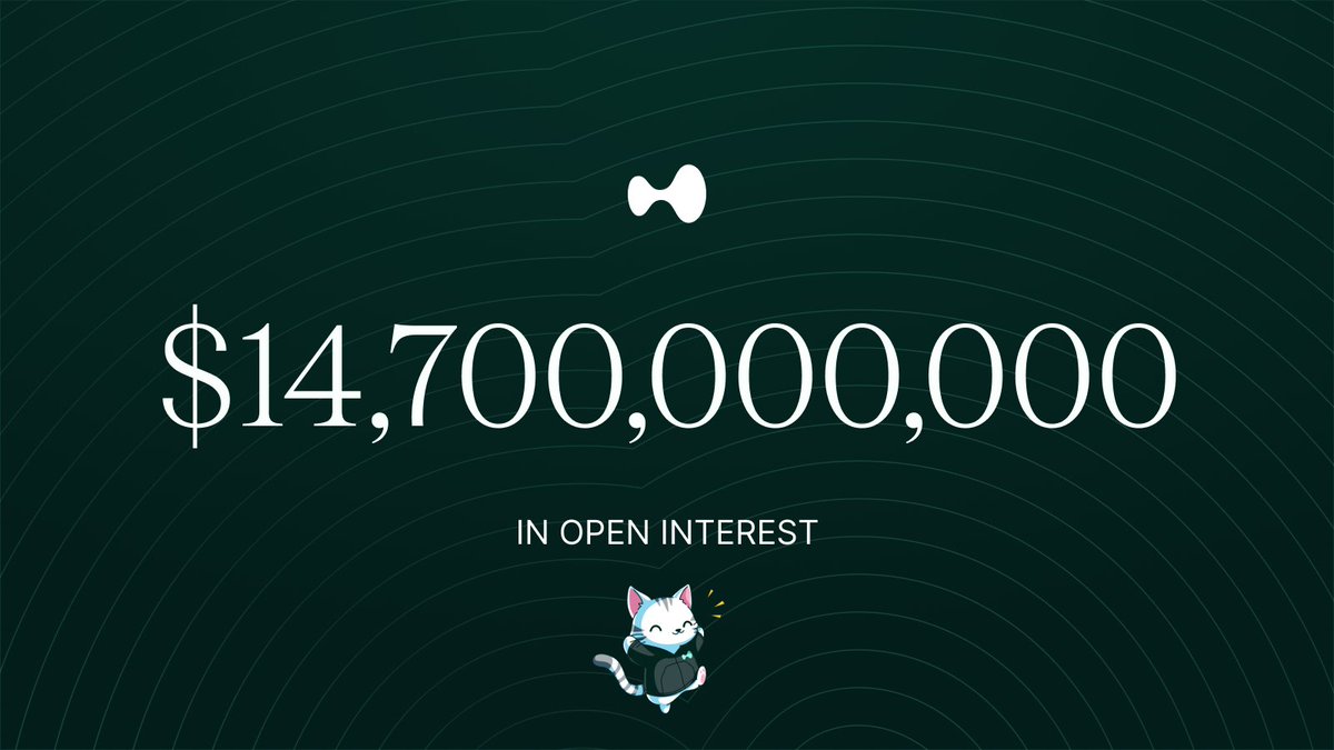 HyperliquidX's tweet image. Open interest continues to reach new all-time highs, surpassing $14.7B.