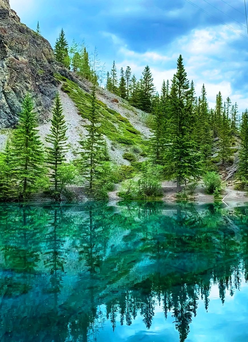 LoveSongs4Peace's tweet image. Beautiful coniferous forest reflections on the Upper Grassi Lake in Canmore, Alberta, Canada ๐จ๐ฆ