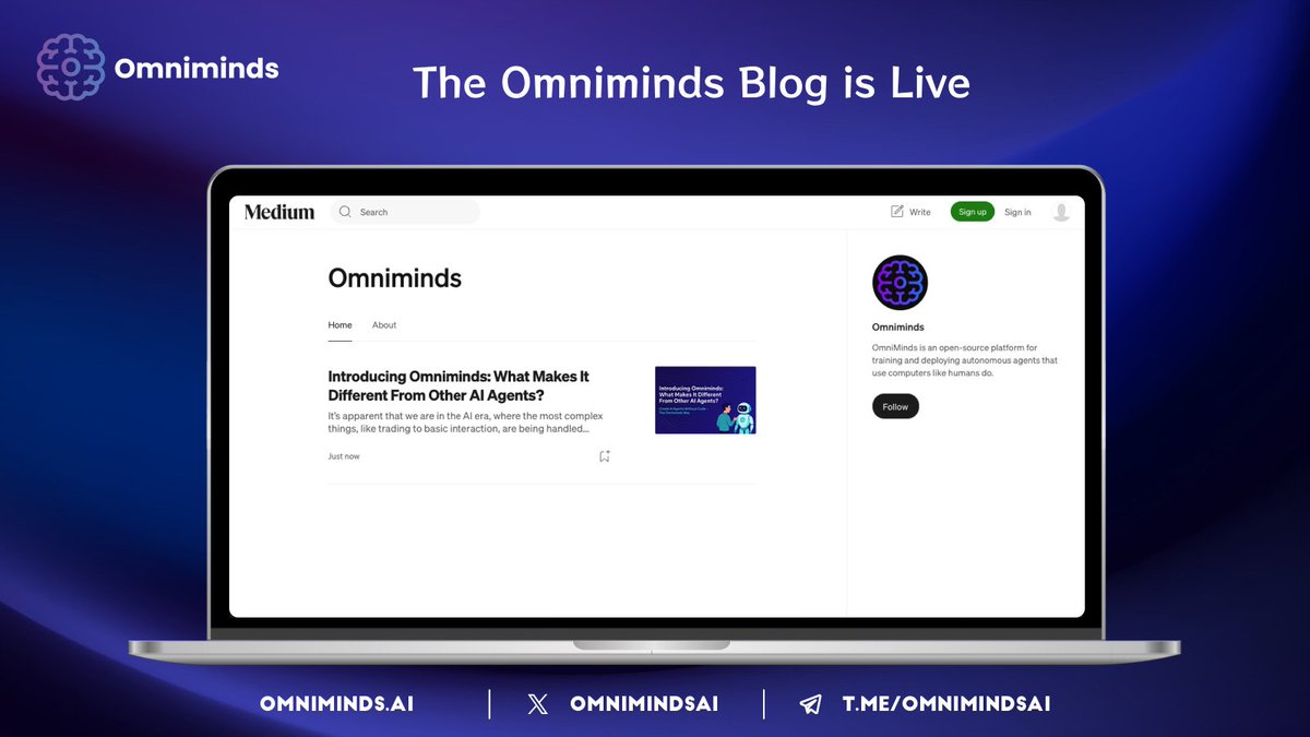omnimindsai's tweet image. 📝 OUR BLOG IS NOW LIVE!
Ready for deeper insights into the AI space and Computer Use Agents?
Our official Omniminds blog just launched on Medium! 🚀
What you'll find:
AI industry insights & analysis
Computer Use Agent deep-dives
What Omniminds stands for & our vision
The future…