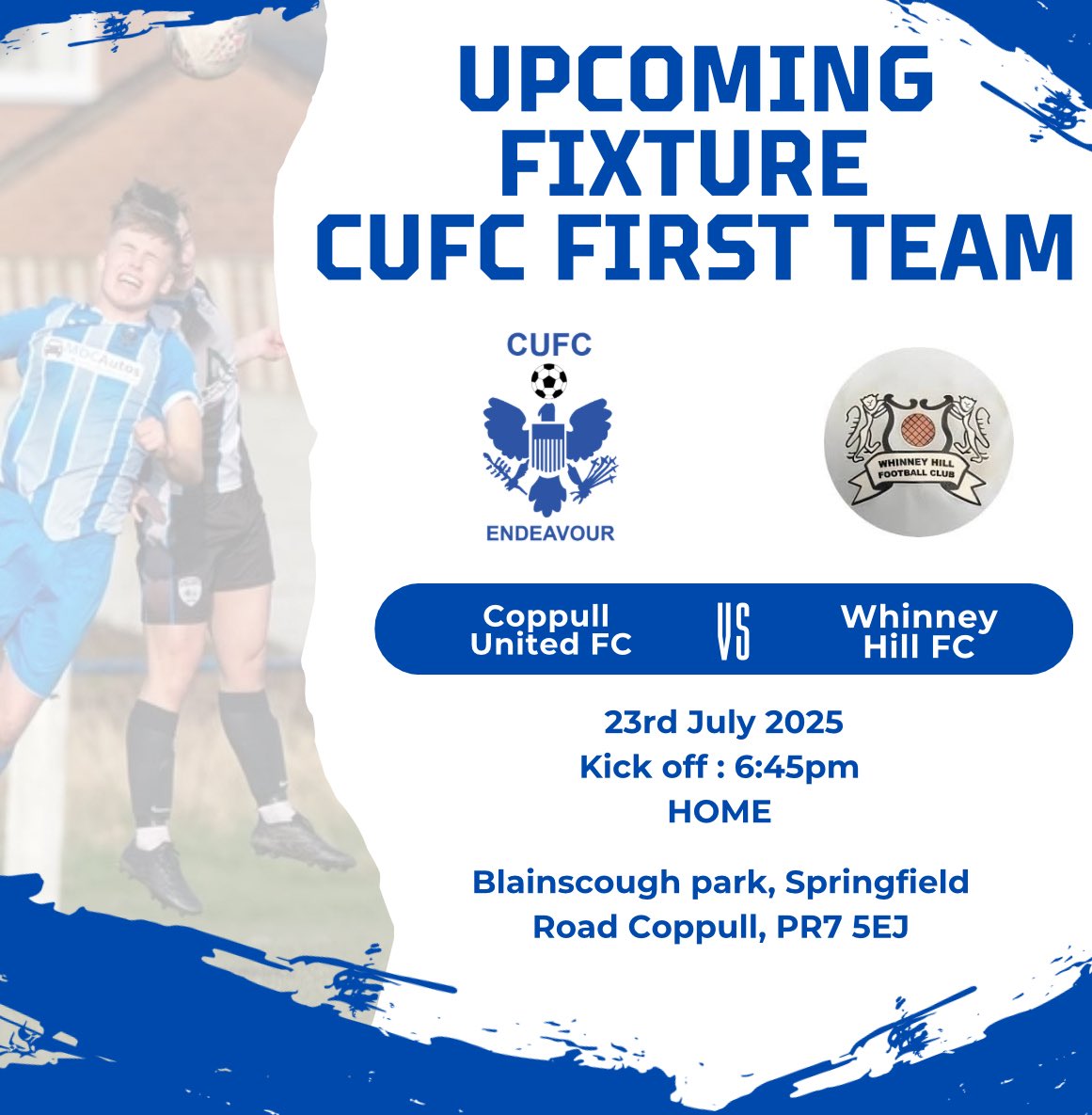 IT GAME DAY !! And our final friendly for our first team before the start of the 25/26 season ! 

Club will be open from 6 ! 

Look forward too seeing you all down again ! ⚽️🍻⚪️🔵
#grassrootsfootball