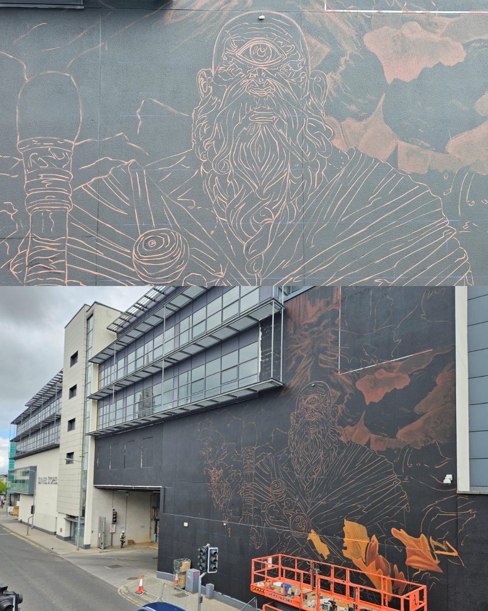 Love_Drogheda's tweet photo. The Balor mural is coming to life – and what a sight it is! Once complete, it will be a powerful and welcome addition to the #DRAWDAUrbanArtTrail and to Drogheda’s visual landscape. Keep an eye on the wall – this one’s going to be something truly special.
#LoveDrogheda #DRAWDA https://t.co/92fuL0fDzi