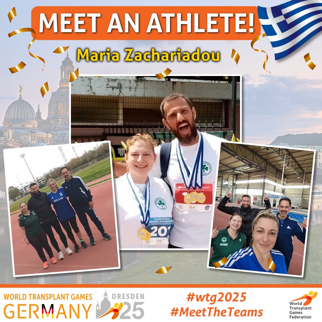 🟠 Meet an Athlete
 🇬🇷 Maria Zachariadou | Team Greece

A true symbol of resilience, Maria returns to the World Transplant Games 2025 stronger than ever. Every medal tells a story of survival and strength. 💪🏅

#WTGF2025 #MeetTheTeams