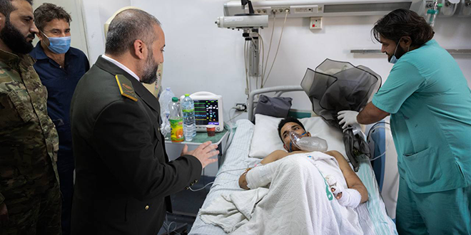 SANAEnOfficial's tweet image. An official delegation of #Defense_Ministry tours injured in recent clashes occurred in #Sweida
sana.sy/en/?p=365614